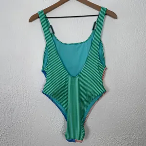 Aerie Ring Birthday Scoop Cheekiest One Piece Swimsuit Stripe Size Large NWT thumbnail 4