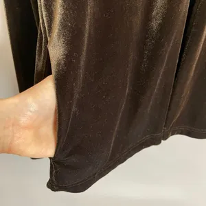 Vintage Velour Sweatshirt Zip-Up Tracksuit Brown Velvet‎ Women Size Large Jacket thumbnail 8