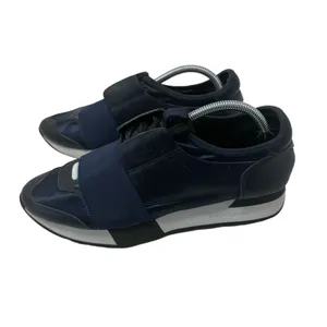 Balenciaga Race‎ Runners Navy Blue Leather Mesh Shoes Low Top Womens 38 US 7.5-8 thumbnail 3