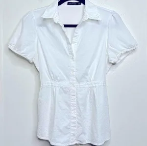 The Limited Short Sleeve White Blouse Top Women’s Size Medium Ties in Back thumbnail 1