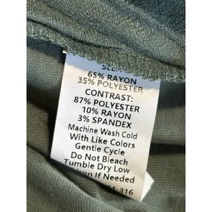 Per Seption Olive Green Blouse Size 2XL Button Up Front Pockets NWT Short Tab Sl thumbnail 7