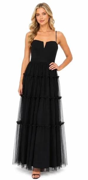 Adrianna Papell - Ruffle Tiered Mesh Sleeveless Gown thumbnail 1