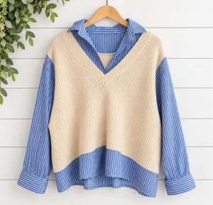 Zara oversized two-for collared sweater top size large thumbnail 1