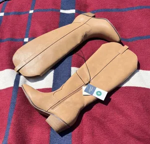 Universal Thread Sommer memory foam tan tall cowboy western heeled Boots NWT 9 thumbnail 1