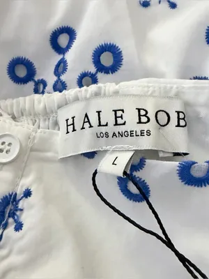 Hale Bob Blue &‎ White Embroidered Tiered Maxi Dress Large NWT thumbnail 3