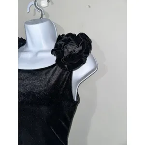 TFNC London Black Velvet Sheath Dress‎ Ruffle Shoulder Cocktail Party S thumbnail 2