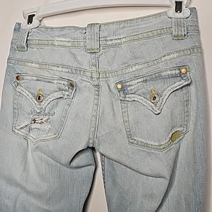 Limited Edition Miss Me Lucille Bellmore distressed flare blue jeans sz 27 thumbnail 4
