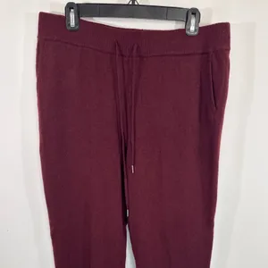 Quince Burgundy 100% Mongolian Cashmere Jogger Sweatpants Women Medium NWT thumbnail 4