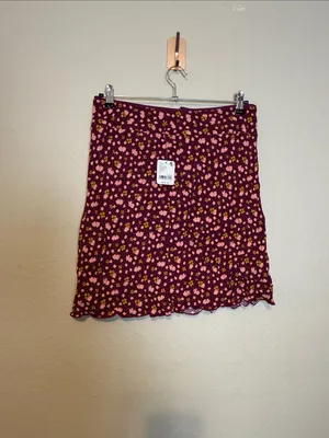 Free People IRL Floral Mini‎ Slip Skirt Y2K 90's Style Size 2 In Plum Combo Nwt thumbnail 4