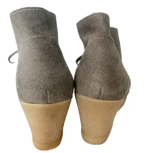 J Crew Lace Up Wedge Ankle‎ Suede Boots Booties Shoes Women's Size 8 Grey thumbnail 7