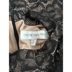 Dress The Population Norah Bodycon Dress Large Black Lace Sleeveless Mock‎ Neck thumbnail 4