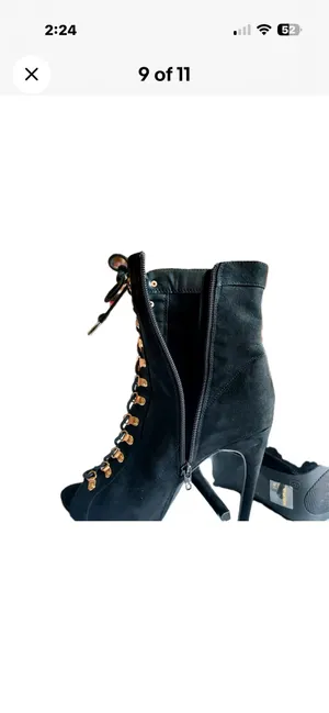 Wild Diva Lounge NWOB Ankle Lace-up Stiletto Peep Toe Bootie Sz8 Goth Punk Rock thumbnail 6