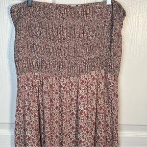 American Eagle Strapless Maxi Dress With Side Slit Sz XL Pink Floral Smocked thumbnail 3