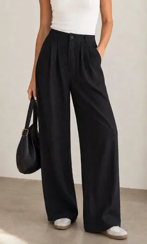 Reformation Mason Pant Black Wide Leg Trouser Size 4 thumbnail 1