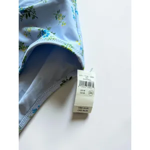 Aerie Real Good High Waisted Crossover Bikini Bottoms‎ Blue Floral M NWT thumbnail 4