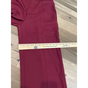 Youzimeiyi Pants Size L Maroon High Waist Wide Leg Stretch Trouser Dressy NWT thumbnail 6
