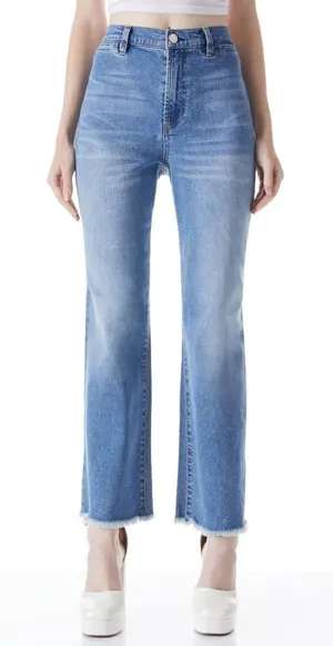 Alice + Olivia Mid Rise Ankle Distressed Coin Pocket Raw Edge Denim Jeans Size 3 thumbnail 1