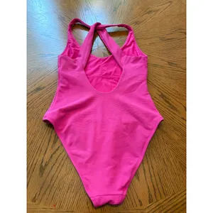 Wilo The Label Hot Pink Ribbed One Piece Swimsuit Cross Back Small‎ thumbnail 4