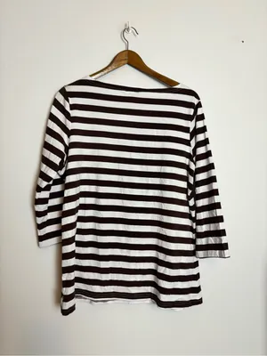Lolly Wolly Doodle NWT Brown & White Striped Boat Neck Top thumbnail 8