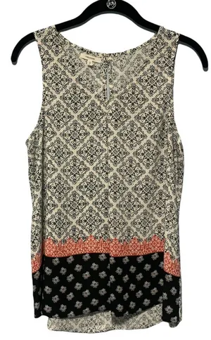 Maurices Boho Floral Pattern V-Neck Tank Top Blouse Size Medium Color Block thumbnail 1