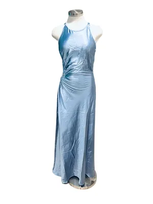 Lulus Cherita Periwinkle Blue Satin Cutout Maxi Dress Size Small NWT thumbnail 2