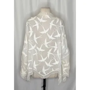 Anthropologie LILKA Shorebird Embroidered Bird Swim Cover-Up Jacket Medium Large thumbnail 8