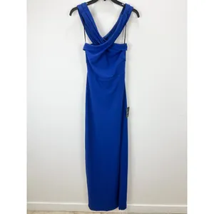 Lulus Head to Cocktail Hour Royal Blue Halter Neck Maxi Dress Formal Medium NWT thumbnail 5