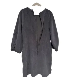 Zara Women’s Black Faux Suede Shift Dress Balloon Sleeve Back Zip Size Medium thumbnail 8