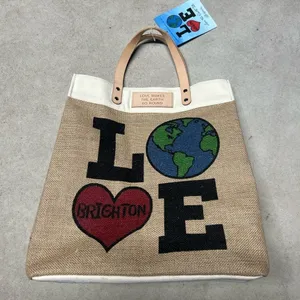 NWT BRIGHTON Love The Earth Jute Fiber Reuseable Tote Bag thumbnail 1