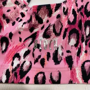 Bloch x Flo Active Girls G12 Pink Leopard Print Dance Crop Top Sports Bra thumbnail 5