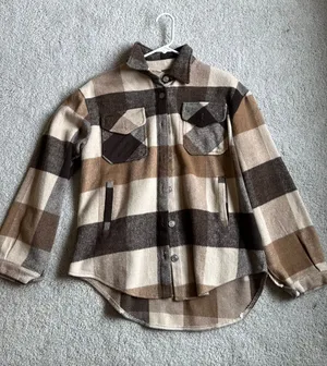 Plaid button jacket Brown thumbnail 1