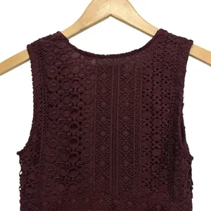 Abercrombie & Fitch Lace Crochet V-Neck Skater Dress Burgundy Mini Dark Romantic thumbnail 9