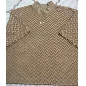 Nike Textured Terry Mock Neck Short Sleeve Top Chevron Swoosh XL thumbnail 2