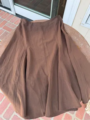 Free People Western Dressbarn brown pleated circle midi skirt with belt Size 12 #boho #y2k #cottagecore thumbnail 5