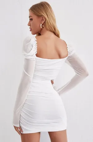 White Long Sleeve Mini Dress Size XS thumbnail 2