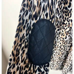 White‎ House Black Market Leopard Print Sweater XL Faux Leather Elbow Patches thumbnail 8