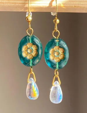 quality Czech glass beads fairy chic dangle earrings💐 thumbnail 5