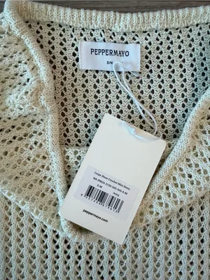 NWT Peppermayo Carpe Diem Crochet Mini Dress in Ivory, Size S/M thumbnail 3