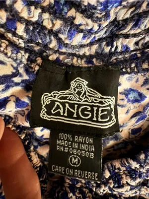 Angie Boho Mediterranean Mosaic Smocked High Waisted Festival Shorts M thumbnail 4