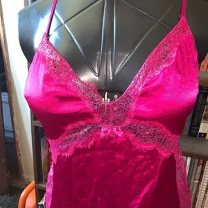 Victoria’s Secret silky lace trimmed barbiecore L shirt nightgown thumbnail 1