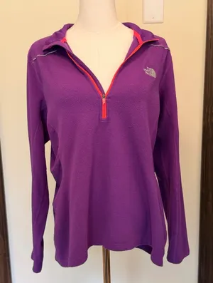 The North Face pullover purple quarter zip fleece jacket thumbnail 1