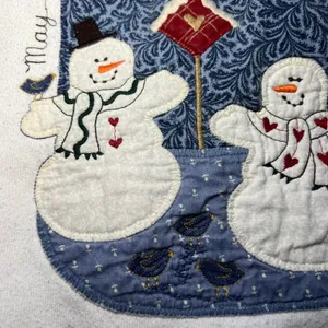 VTG 90s Folk Art Applique Sweatshirt‎ XL Embroidered Snowman Made USA Christmas thumbnail 7
