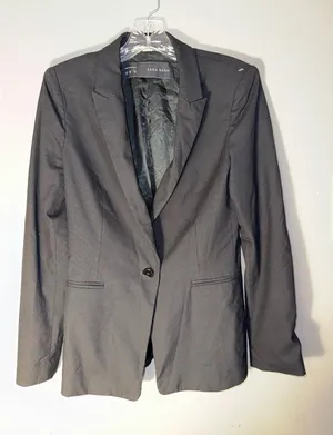 Zara Basic Black Career Academia Blazer size 4 #721 thumbnail 1