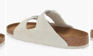 Birkenstock Arizona Soft Slide Sandal Antique White Suede thumbnail 2