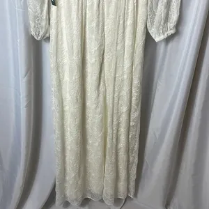 ModCloth Ivory Lace Maxi Dress Long Sleeve Sheer Overlay Lined Size S thumbnail 11
