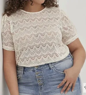 BUNDLE Torrid Lace Crochet Tees Peaches And Cream 2X NWT thumbnail 1