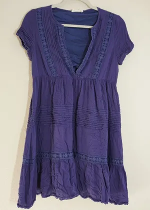 Altar'd State Blue Purple Mini Dress Boho Embroidered Babydoll Fun Wedding Guest thumbnail 1