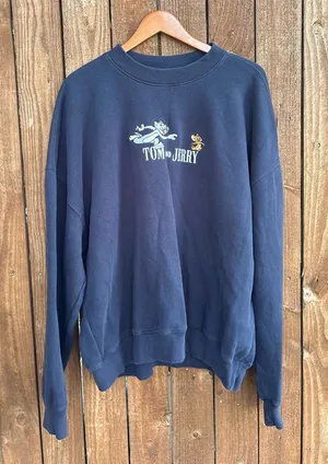 Hollister Boxy Fit Navy Blue Cartoon Tom and Jerry Crewneck thumbnail 1