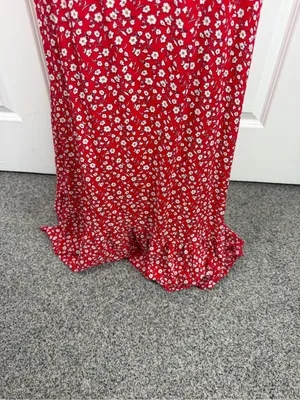 Olivaceous Size M Red Floral Ruffle Strap Maxi Dress NWOT thumbnail 6