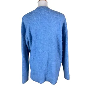 Show Me Your Mumu Blue‎ Fuzzy Knit V Neck Sweater Cozy Soft Small thumbnail 2
